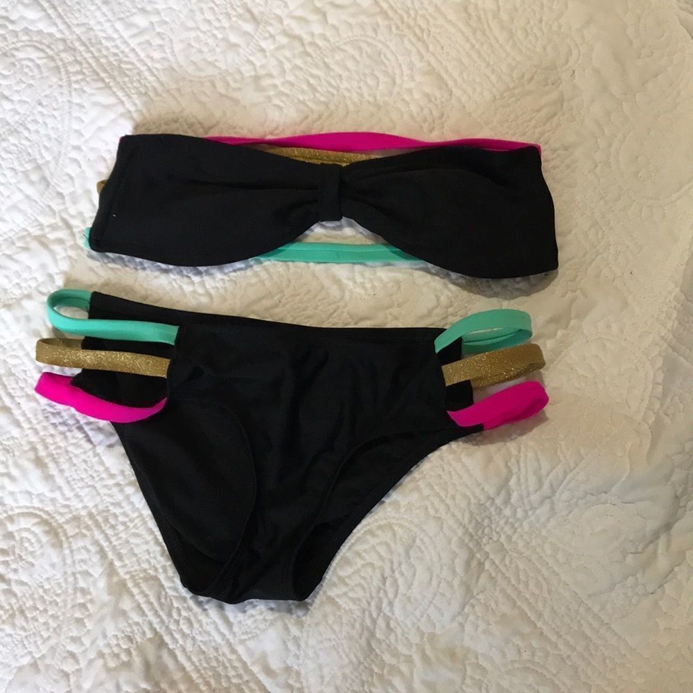 LA hearts strapless bikini set